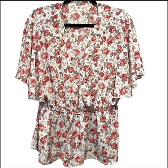 SHEIN Floral Surplice Neckline Peplum Blouse Sz 2XL - Picture 11 of 11